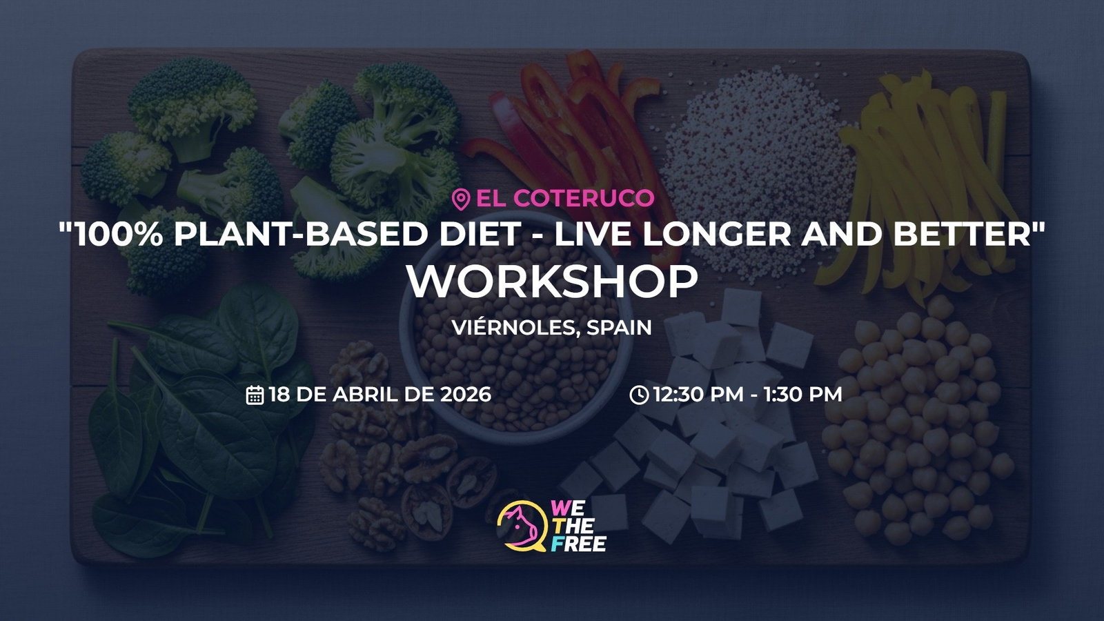 WTF: Santander, Spain - Workshop, 18 de abril de 2026 ("100% plant-based diet - Live longer and better")