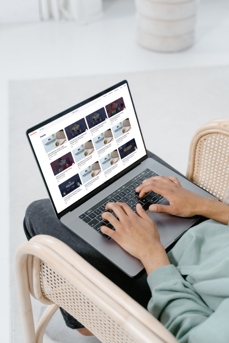 A laptop showing a grid of upcoming We The Free workshops